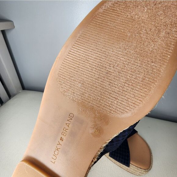 Lucky Brand Gayte Nautical Slide Navy Coastal Platform Slide Sandal Size 7 NWT - Picture 5 of 5